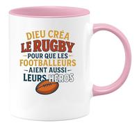 quotedazur - Mug Humour Dieu Créa Le Rugby Pour Que Les Footballeurs Aient Leurs Héros Cadeau Original Amateur De Et Tasse Unique Fans