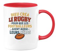 quotedazur - Mug Humour Dieu Créa Le Rugby Pour Que Les Footballeurs Aient Leurs Héros Cadeau Original Amateur De Et Tasse Unique Fans