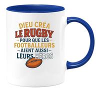 quotedazur - Mug Humour Dieu Créa Le Rugby Pour Que Les Footballeurs Aient Leurs Héros Cadeau Original Amateur De Et Tasse Unique Fans