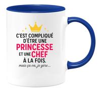quotedazur - Mug Humour Difficile D'être Princesse Et Sana, Mais Je Gère Avec Fierté. Cadeau Unique Tasse Originale Pour Femme Forte Inspirante