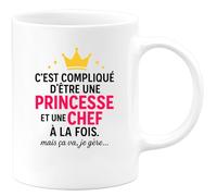 quotedazur - Mug Humour Difficile D'être Princesse Et Sana, Mais Je Gère Avec Fierté. Cadeau Unique Tasse Originale Pour Femme Forte Inspirante