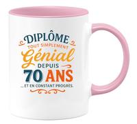 quotedazur - Mug Humour Diplôme Exceptionnel Depuis 70 Ans, Un Cadeau Tasse Unique En Constant Progrès. Original Idéale Pour Hommes Diplômés