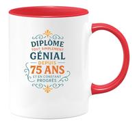 quotedazur - Mug Humour Diplôme Génial Depuis 75 Ans, Toujours En Progrès Et Source De Fierté Cadeau Tasse Originale Pour Homme Diplômé Fier Ses