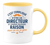 quotedazur - Mug Humour Directeur C'est Compliqué D'avoir Toujours Raison, Mais Je Gère Cadeau Parfait Pour Tasse Et Motivation