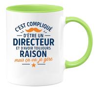 quotedazur - Mug Humour Directeur : C'est Compliqué D'avoir Toujours Raison, Mais Je Gère - Cadeau Parfait Pour Directeur Tasse Humour Et Motivation