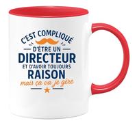 quotedazur - Mug Humour Directeur C'est Compliqué D'avoir Toujours Raison, Mais Je Gère Cadeau Parfait Pour Tasse Et Motivation