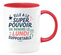 quotedazur - Mug Humour Elle a le super pouvoir de rendre le lundi supportable - Cadeau Collègue Femme