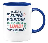 quotedazur - Mug Humour Elle a le super pouvoir de rendre le lundi supportable - Cadeau Collègue Femme