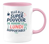 quotedazur - Mug Humour Elle a le super pouvoir de rendre le lundi supportable - Cadeau Collègue Femme