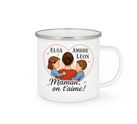 quotedazur - Mug Humour Elsa Ambre Leon Maman, On T'aime Tasse Cadeau Personnalisée Personnalisé Pour Avec Unique Et Message D'amour