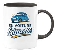 quotedazur - Mug Humour En Voiture Simone - Mug Humoristique Pour Femme, Cadeau Fun Et Pratique - Idée Cadeau Originale Avec Tasse Humoristique Pour Elle Au Volant