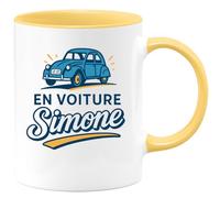 quotedazur - Mug Humour En Voiture Simone - Mug Humoristique Pour Femme, Cadeau Fun Et Pratique - Idée Cadeau Originale Avec Tasse Humoristique Pour Elle Au Volant