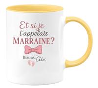 quotedazur - Mug Humour Et Si Je T'appelais Marraine ? Bisous, Nom - Idée Cadeau Tendre Pour Tasse Personnalisée Marraine