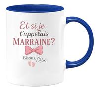 quotedazur - Mug Humour Et Si Je T'appelais Marraine Bisous, Nom Idée Cadeau Tendre Pour Tasse Personnalisée