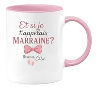 quotedazur - Mug Humour Et Si Je T'appelais Marraine Bisous, Nom Idée Cadeau Tendre Pour Tasse Personnalisée