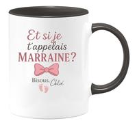 quotedazur - Mug Humour Et Si Je T'appelais Marraine Bisous, Nom Idée Cadeau Tendre Pour Tasse Personnalisée