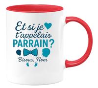 quotedazur - Mug Humour Et Si Je T'appelais Parrain Bisous, Nom Personnalisé Unique Cadeau Original Tasse Pour Précieux
