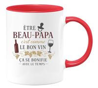 quotedazur - Mug Humour Être Beau-Papa c'est comme le bon vin, ça se bonifie avec le temps - Cadeau Beau-Papa Homme