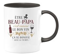 quotedazur - Mug Humour Être Beau-Papa c'est comme le bon vin, ça se bonifie avec le temps - Cadeau Beau-Papa Homme