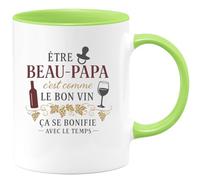 quotedazur - Mug Humour Être Beau-Papa c'est comme le bon vin, ça se bonifie avec le temps - Cadeau Beau-Papa Homme