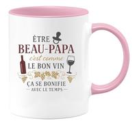 quotedazur - Mug Humour Être Beau-Papa c'est comme le bon vin, ça se bonifie avec le temps - Cadeau Beau-Papa Homme