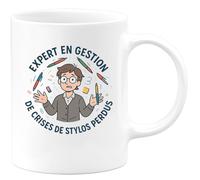 quotedazur - Mug Humour Expert en gestion de crises de stylos perdus - Cadeau Maître d'école Homme