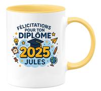 quotedazur - Mug Humour Félicitations Pour Ton Diplôme 2025 Jules - Cadeau Tasse - Cadeau Original En Tasse Pour Diplômé 2025