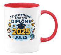 quotedazur - Mug Humour Félicitations Pour Ton Diplôme 2025 Jules - Cadeau Tasse - Cadeau Original En Tasse Pour Diplômé 2025