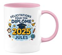 quotedazur - Mug Humour Félicitations Pour Ton Diplôme 2025 Jules - Cadeau Tasse - Cadeau Original En Tasse Pour Diplômé 2025