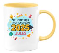 quotedazur - Mug Humour Félicitations Pour Ton Diplôme 2025, Jules, Félicitations Diplômé - Cadeau Original Tasse Diplômé Personnalisée Pour Jules