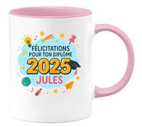 quotedazur - Mug Humour Félicitations Pour Ton Diplôme 2025, Jules, Félicitations Diplômé - Cadeau Original Tasse Diplômé Personnalisée Pour Jules