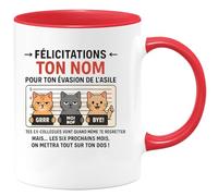 quotedazur - Mug Humour Félicitations Pour Ton Évasion De L'asile Tes Ex-collègues - Idée Cadeau Humoristique Tasse Pour Collègues Original