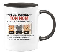 quotedazur - Mug Humour Félicitations Pour Ton Évasion De L'asile Tes Ex-collègues - Idée Cadeau Humoristique Tasse Pour Collègues Original
