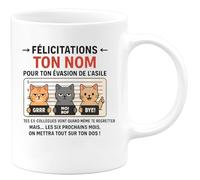quotedazur - Mug Humour Félicitations Pour Ton Évasion De L'asile Tes Ex-collègues - Idée Cadeau Humoristique Tasse Pour Collègues Original