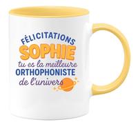 quotedazur - Mug Humour Félicitations Sophie, Meilleure Orthophoniste De L'univers Un Message Unique Cadeau Original Tasse Pour Femme Passionnée Et Dévouée