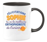 quotedazur - Mug Humour Félicitations Sophie, Meilleure Orthophoniste De L'univers Un Message Unique Cadeau Original Tasse Pour Femme Passionnée Et Dévouée