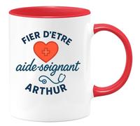 quotedazur - Mug Humour Fier D'être Aide-soignant Arthur Prénom Personnalisé Cadeau Original Tasse Unique