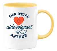 quotedazur - Mug Humour Fier D'être Aide-soignant Arthur Prénom Personnalisé Cadeau Original Tasse Unique