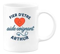quotedazur - Mug Humour Fier D'être Aide-soignant Arthur Prénom Personnalisé Cadeau Original Tasse Unique