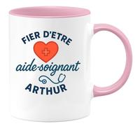 quotedazur - Mug Humour Fier D'être Aide-soignant Arthur Prénom Personnalisé Cadeau Original Tasse Unique