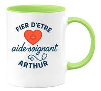 quotedazur - Mug Humour Fier D'être Aide-soignant Arthur Prénom Personnalisé Cadeau Original Tasse Unique