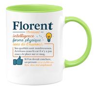 quotedazur - Mug Humour Florent Qualités Nombreuses Intelligence, Forme, Un Prénom Inoubliable, Synonyme De Dieu. Idée Cadeau Parfaite Tasse Originale Pour Unique