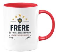 quotedazur - Mug Humour Frère 5 étoiles selon maman (et c'est l'avis qui compte) - Cadeau Frère Homme