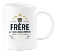 quotedazur - Mug Humour Frère 5 étoiles selon maman (et c'est l'avis qui compte) - Cadeau Frère Homme