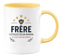 quotedazur - Mug Humour Frère 5 étoiles selon maman (et c'est l'avis qui compte) - Cadeau Frère Homme