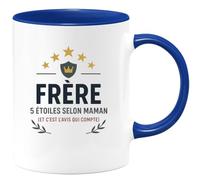 quotedazur - Mug Humour Frère 5 étoiles selon maman (et c'est l'avis qui compte) - Cadeau Frère Homme