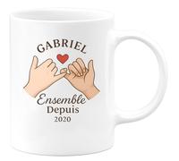 quotedazur - Mug Humour Gabriel Juliette Ensemble Depuis 2020 Cadeau Couple Romantique Personnalisé Idéal Tasse Amoureux Design Original Et Personnalisable