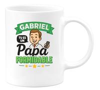 quotedazur - Mug Humour Gabriel, Tu Es Un Papa Formidable, Cadeau Unique Et Spécial Idée Originale Tasse Personnalisée Pour