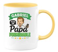 quotedazur - Mug Humour Gabriel, Tu Es Un Papa Formidable, Cadeau Unique Et Spécial Idée Originale Tasse Personnalisée Pour