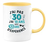 quotedazur - Mug Humour J'ai 18 Ans Avec 12 Ans D'expérience, Pas 30 - Idée Cadeau Originale De Tasse Humoristique Pour Homme